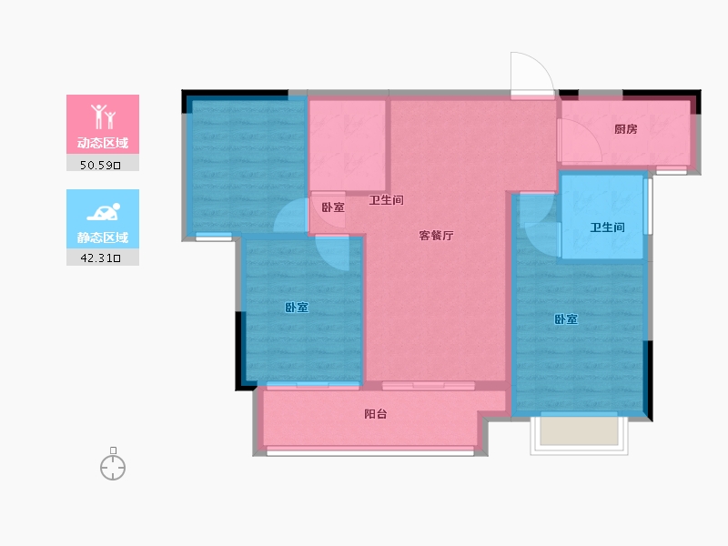 湖北省-武汉市-方园-84.00-户型库-动静分区