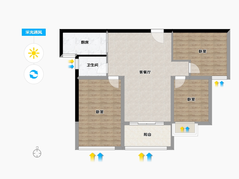 湖北省-孝感市-中仁•御景-84.44-户型库-采光通风