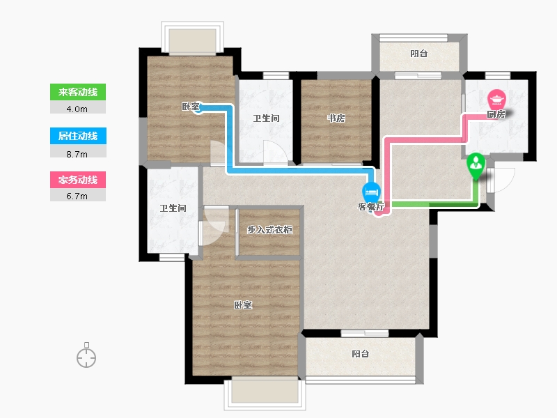 湖北省-武汉市-葛洲坝华庄-89.81-户型库-动静线