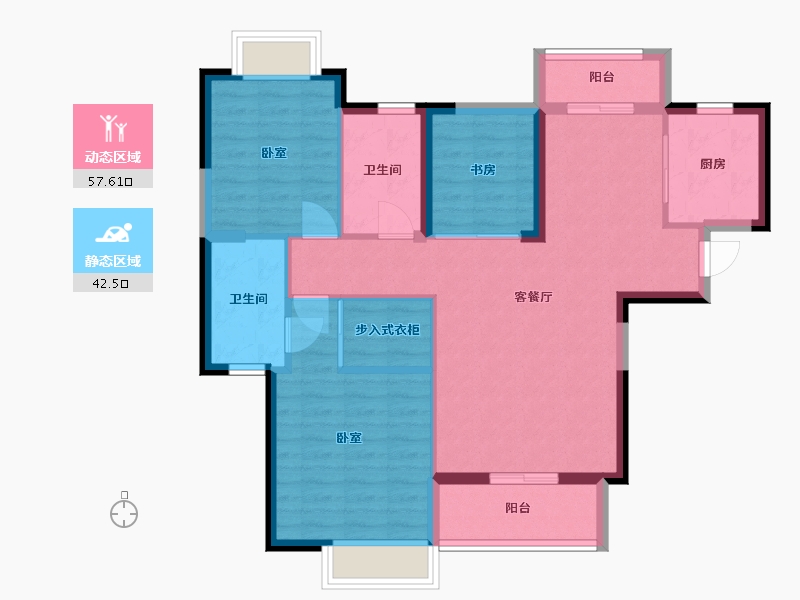 湖北省-武汉市-葛洲坝华庄-89.81-户型库-动静分区