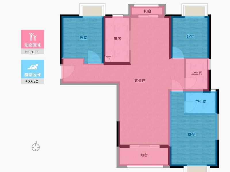 湖北省-武汉市-洺悦芳华-94.68-户型库-动静分区