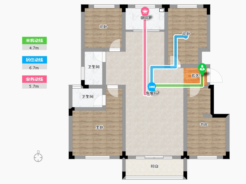 山东省-淄博市-远方凤栖园-104.50-户型库-动静线