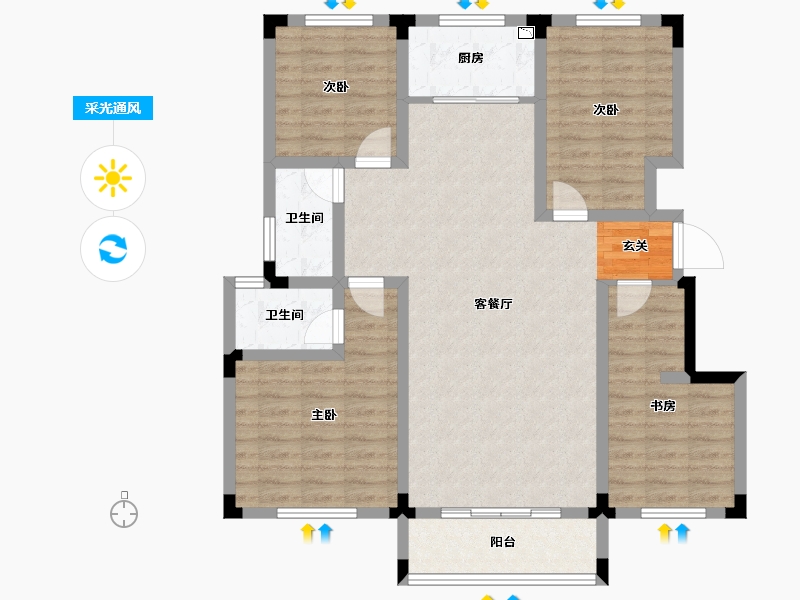 山东省-淄博市-远方凤栖园-104.50-户型库-采光通风