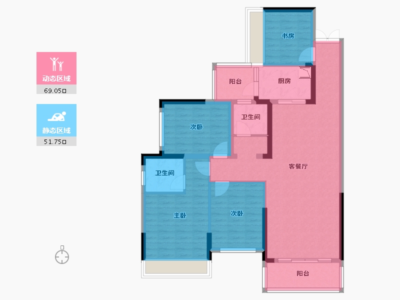 湖南省-株洲市-锦融·紫金和府-107.73-户型库-动静分区