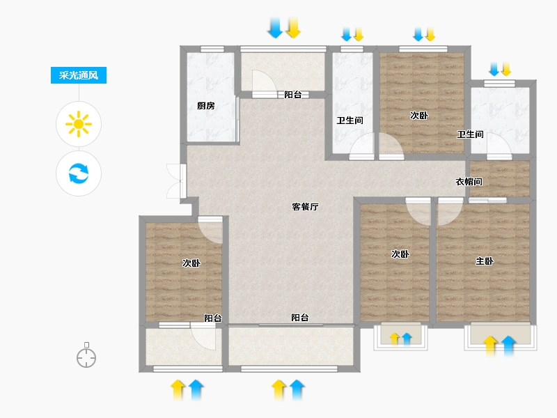 山东省-威海市-世昌名都-137.00-户型库-采光通风