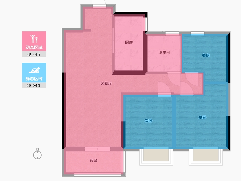 陕西省-西安市-华润置地未来城市-67.53-户型库-动静分区