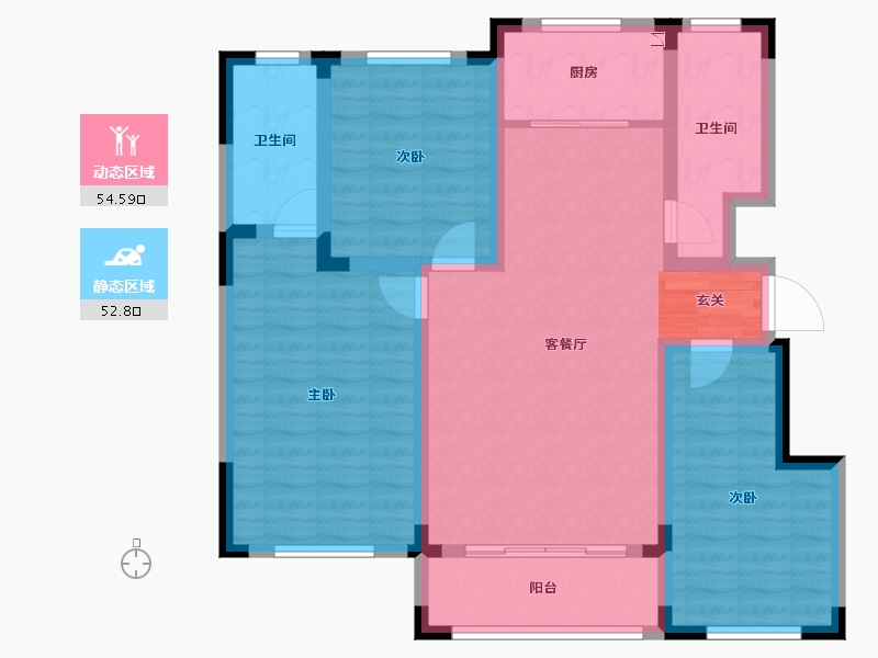 山东省-淄博市-远方凤栖园-95.53-户型库-动静分区