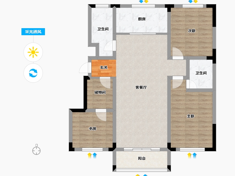 山东省-淄博市-远方凤栖园-93.88-户型库-采光通风