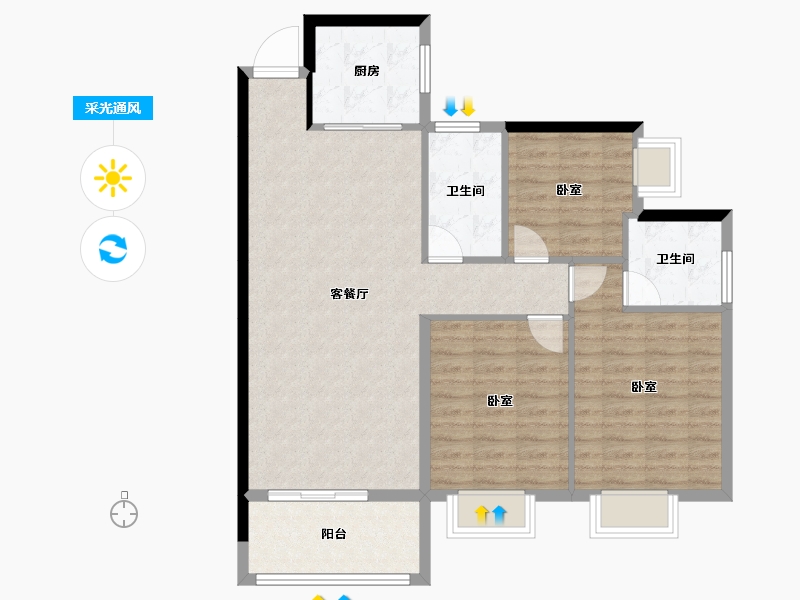 湖北省-孝感市-中仁•御景-93.21-户型库-采光通风