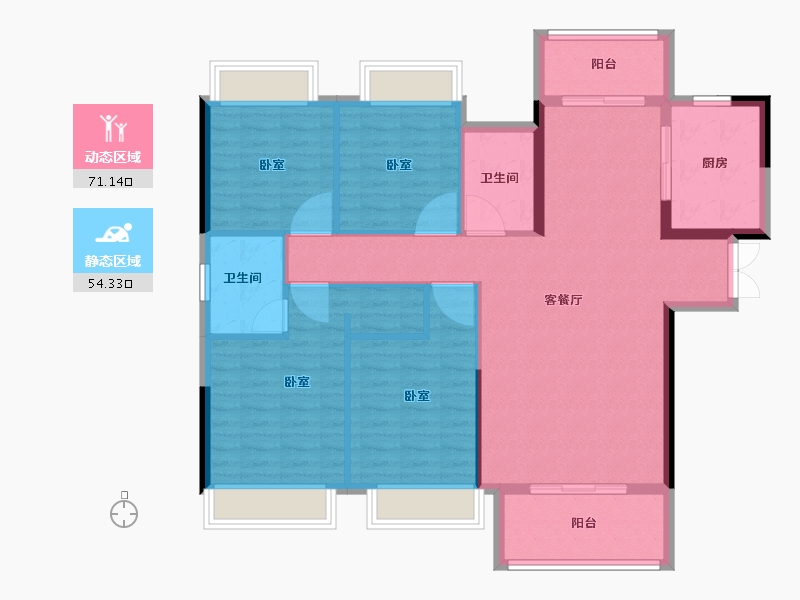 湖北省-孝感市-应城云天玉锦湾-114.00-户型库-动静分区