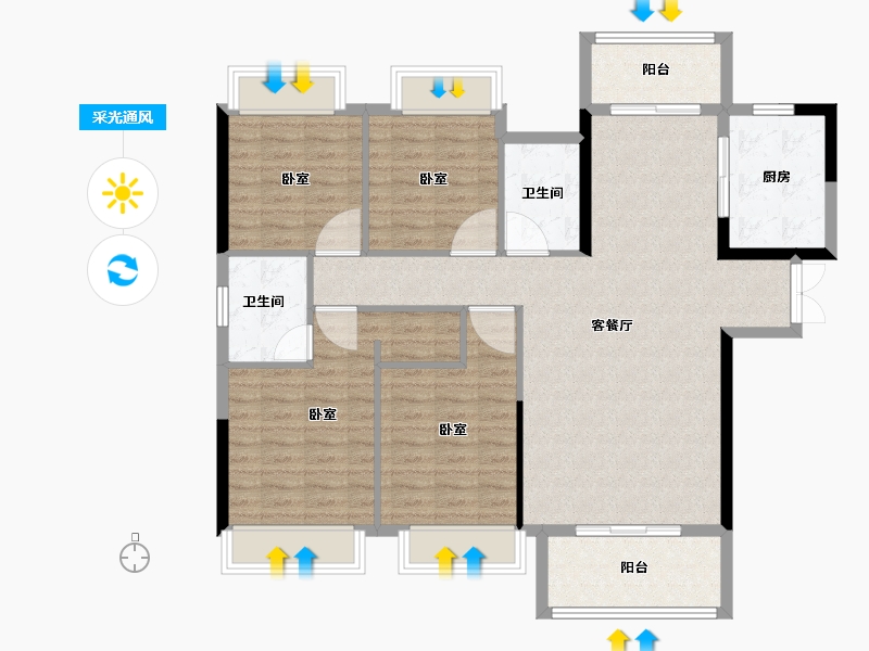 湖北省-孝感市-应城云天玉锦湾-114.00-户型库-采光通风