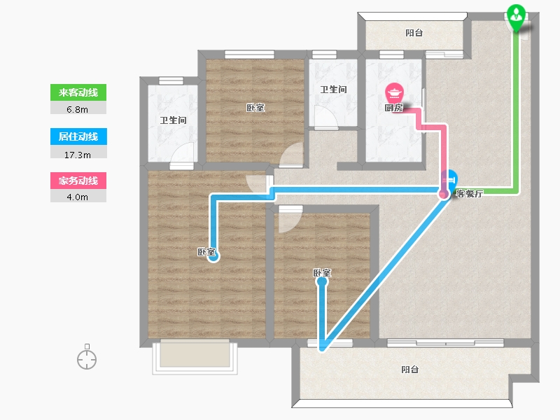 河南省-信阳市-坤瑞·御园-108.62-户型库-动静线