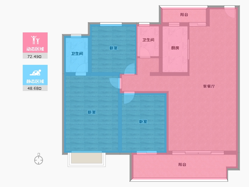 河南省-信阳市-坤瑞·御园-108.62-户型库-动静分区