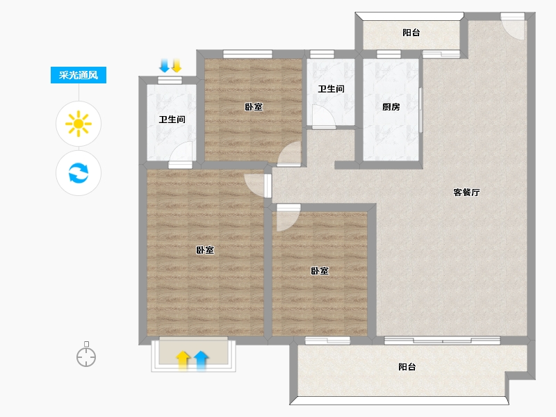 河南省-信阳市-坤瑞·御园-108.62-户型库-采光通风