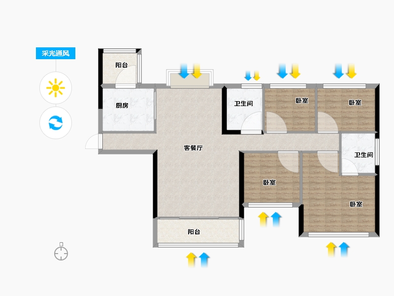 湖北省-襄阳市-襄阳恒大翡翠珑庭-115.55-户型库-采光通风