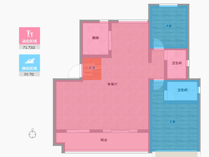 山东省-淄博市-般河郦景-91.87-户型库-动静分区