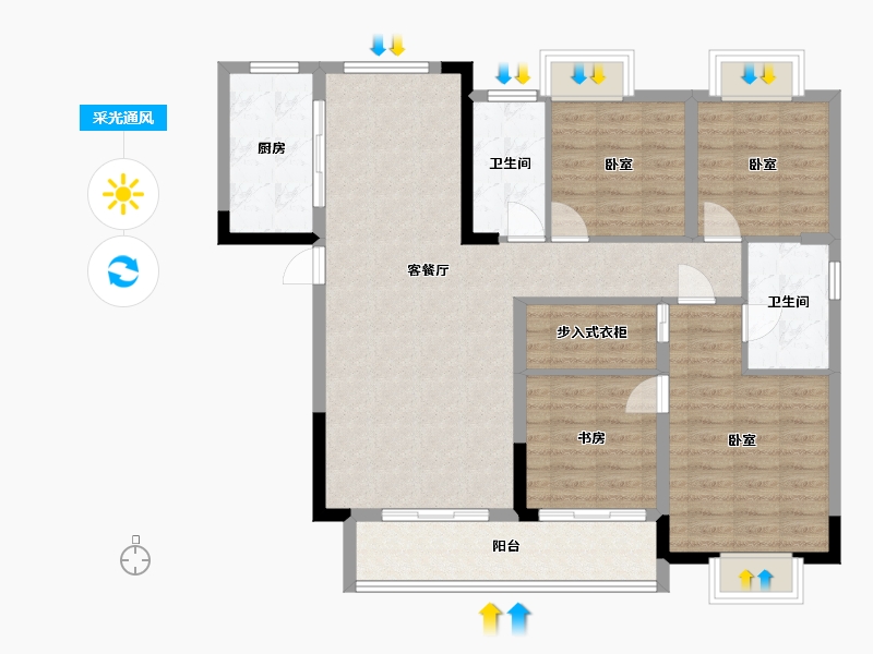 湖北省-武汉市-方园-105.38-户型库-采光通风