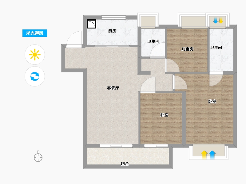 湖北省-武汉市-中交泓园-90.57-户型库-采光通风