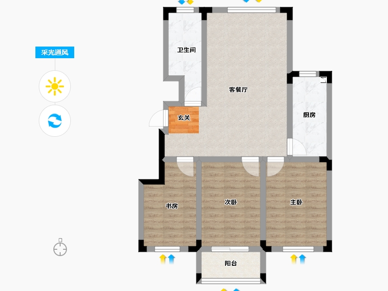 山东省-淄博市-远方凤栖园-77.46-户型库-采光通风