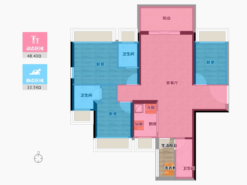 广东省-湛江市-方圆金海湾豪庭-75.39-户型库-动静分区