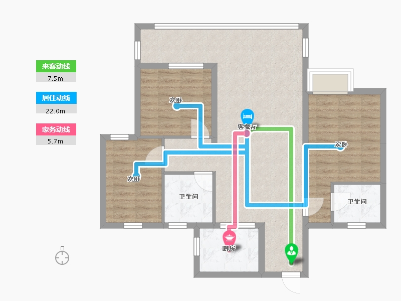 湖南省-衡阳市-华瑞园-86.08-户型库-动静线