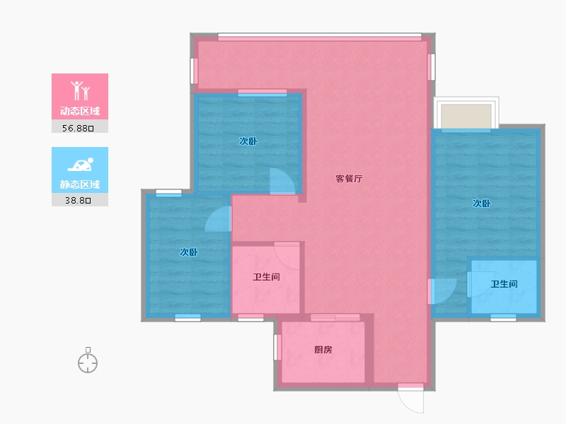 湖南省-衡阳市-华瑞园-86.08-户型库-动静分区