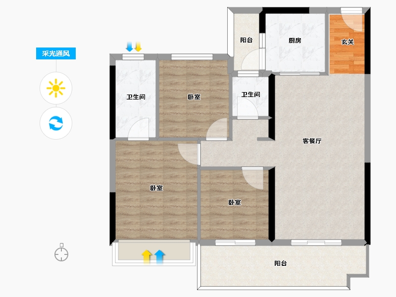 河南省-信阳市-固始碧桂园-96.00-户型库-采光通风