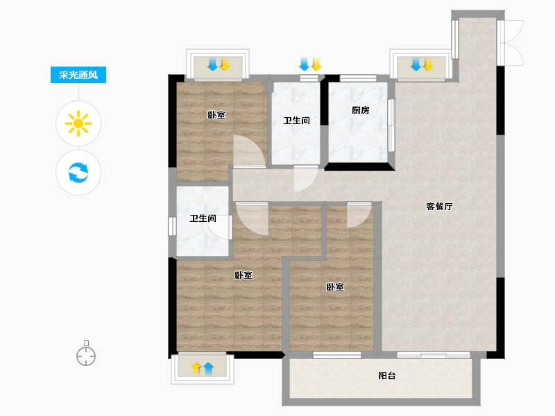 湖北省-武汉市-天纵时代天樾-102.00-户型库-采光通风