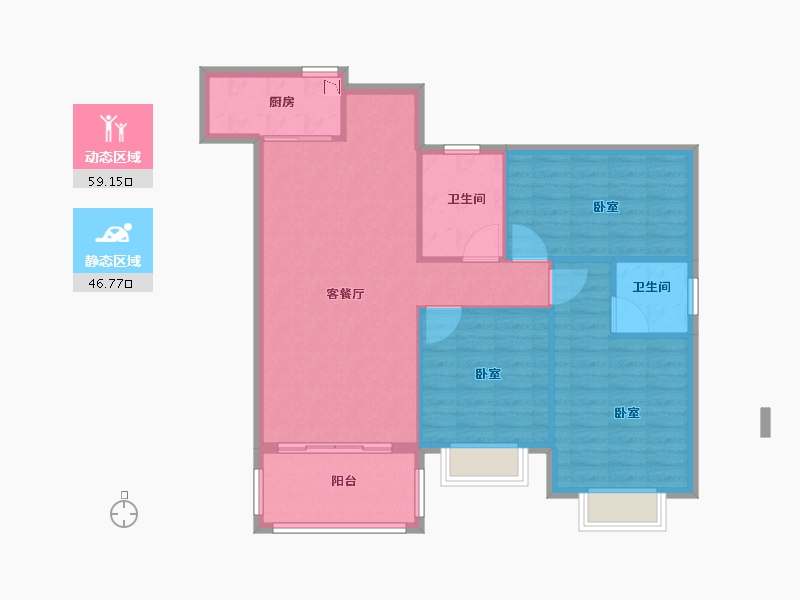 湖北省-孝感市-凤凰新城3期-96.66-户型库-动静分区