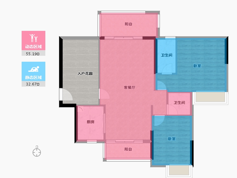 广东省-江门市-沃华·时代广场-93.02-户型库-动静分区