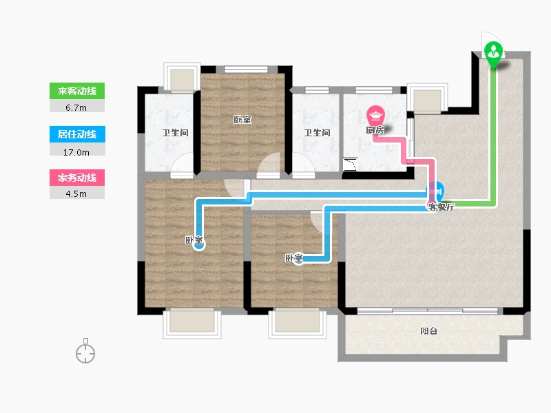 湖北省-武汉市-新希望锦粼九里-106.10-户型库-动静线