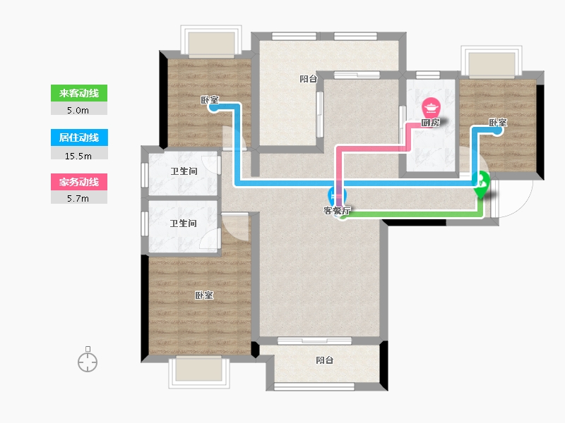 湖北省-宜昌市-巴黎香颂-93.66-户型库-动静线