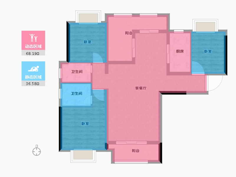 湖北省-宜昌市-巴黎香颂-93.66-户型库-动静分区