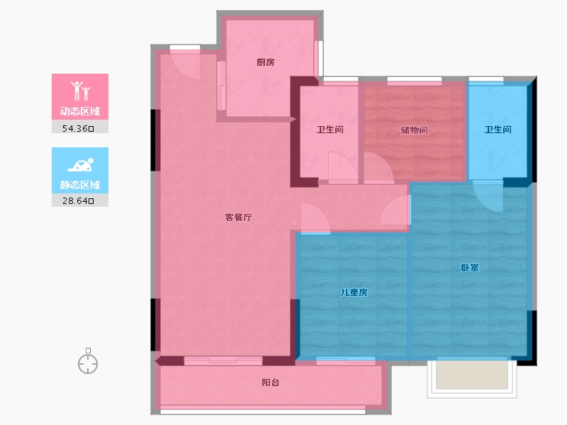 湖北省-武汉市-方园-74.32-户型库-动静分区