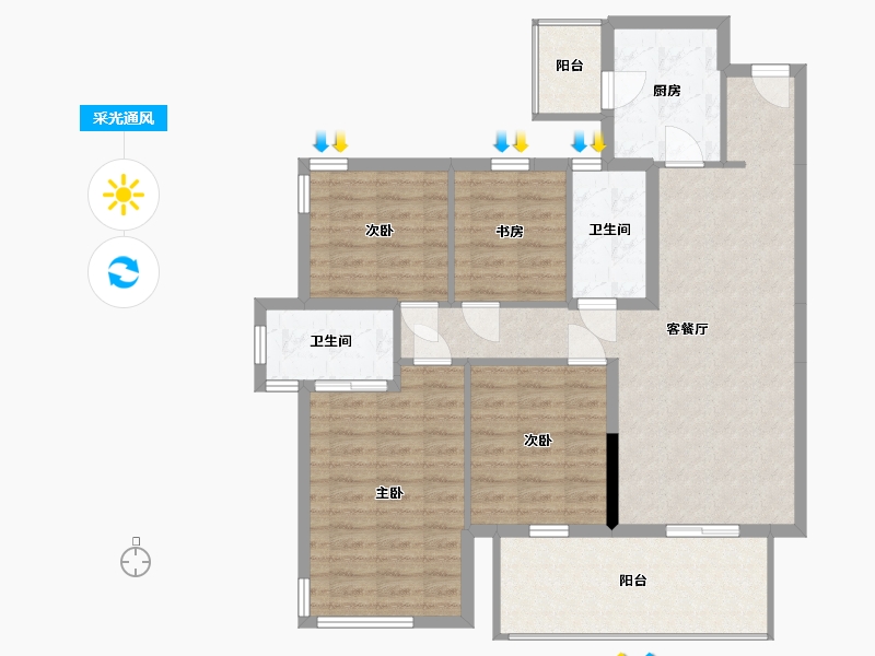 广西壮族自治区-南宁市-南宁绿地城-100.71-户型库-采光通风