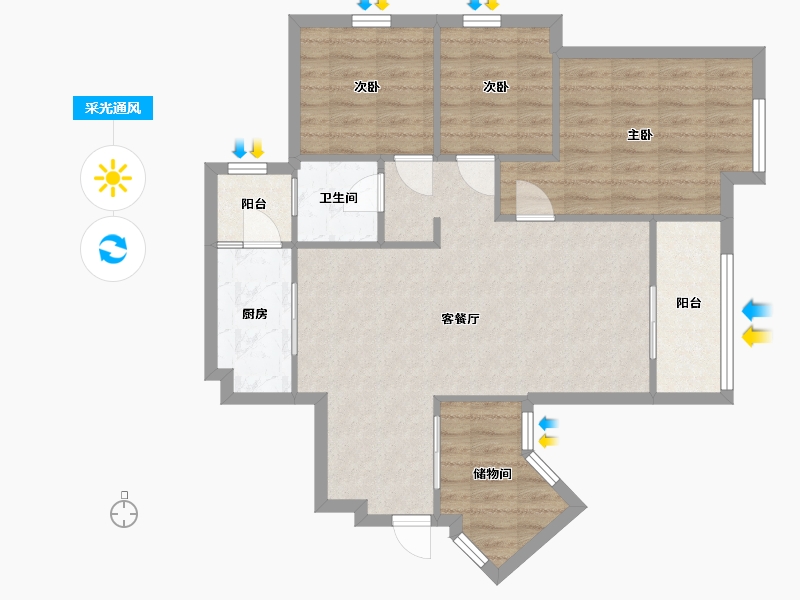 广东省-中山市-菊城国际广场-80.77-户型库-采光通风