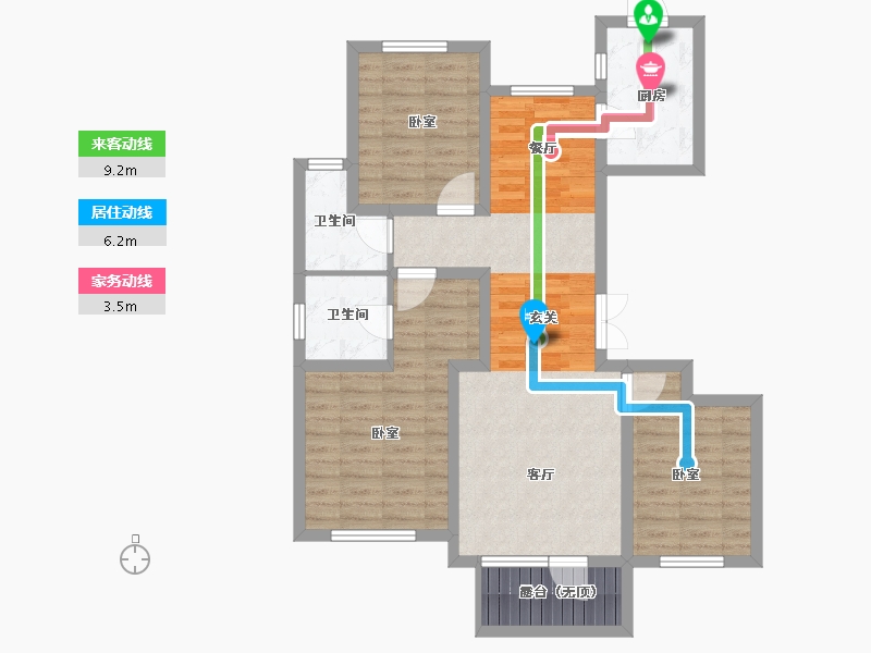 河北省-石家庄市-唐宫原著名邸-88.46-户型库-动静线