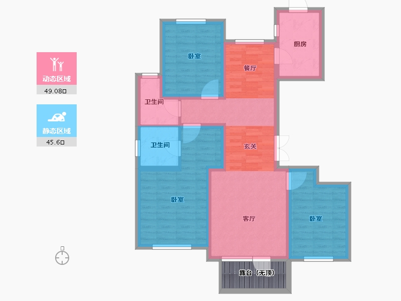 河北省-石家庄市-唐宫原著名邸-88.46-户型库-动静分区