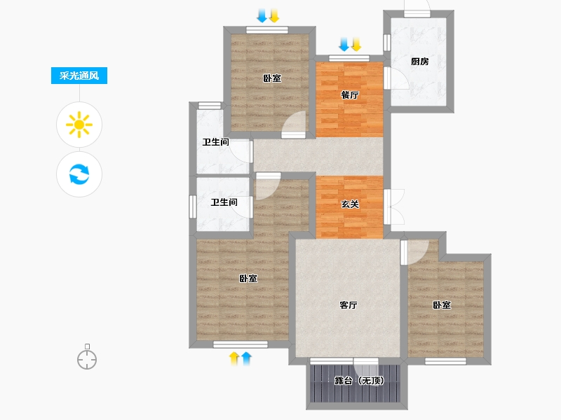 河北省-石家庄市-唐宫原著名邸-88.46-户型库-采光通风