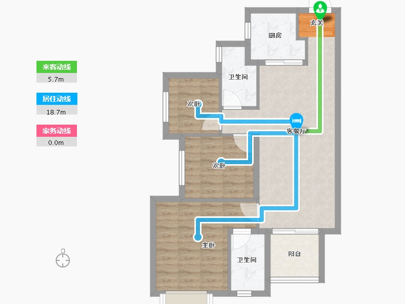 湖南省-长沙市-万科金色梦想-71.76-户型库-动静线