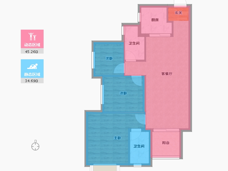 湖南省-长沙市-万科金色梦想-71.76-户型库-动静分区