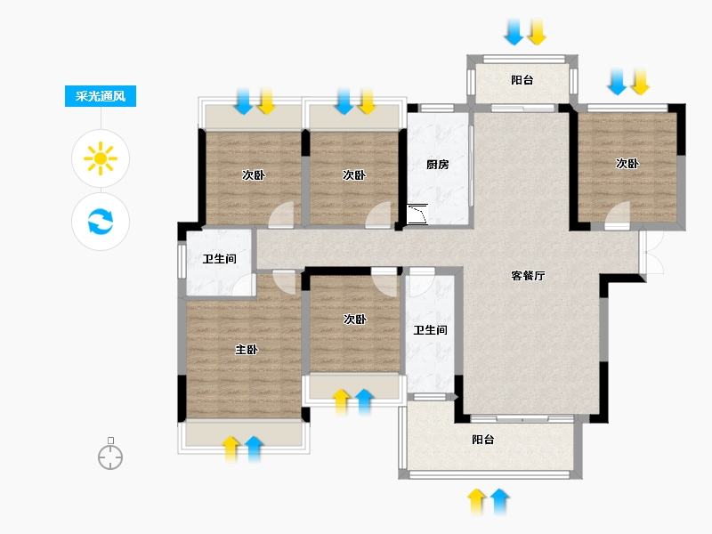 湖南省-株洲市-锦绣豪庭-124.09-户型库-采光通风