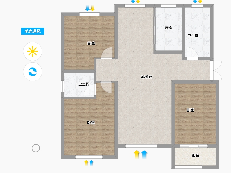 山东省-淄博市-金鼎尚城-115.36-户型库-采光通风