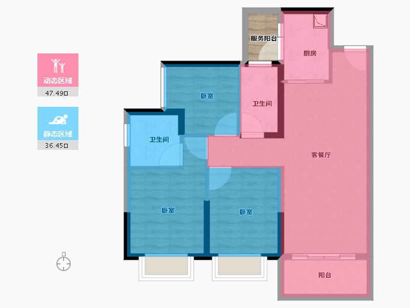 广东省-湛江市-方圆·雅颂御府-77.19-户型库-动静分区