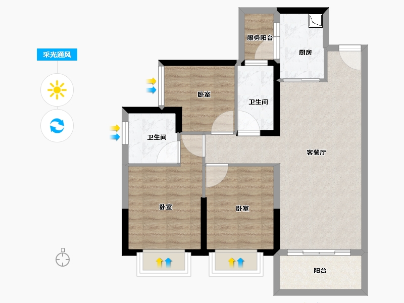 广东省-湛江市-方圆·雅颂御府-77.19-户型库-采光通风