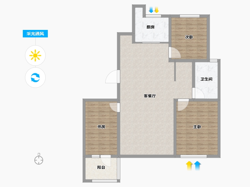 山东省-淄博市-冠博兰亭苑-114.00-户型库-采光通风