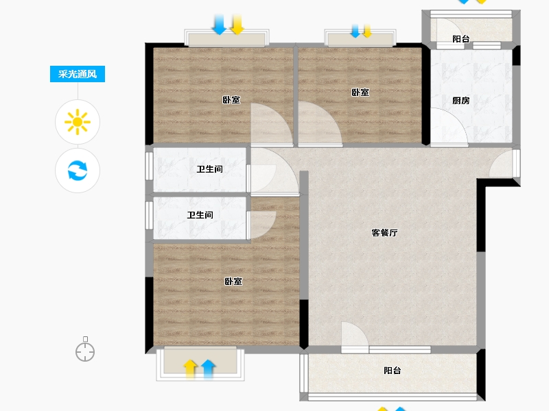 湖北省-黄石市-黄石当代满堂悦MOMΛ-99.00-户型库-采光通风