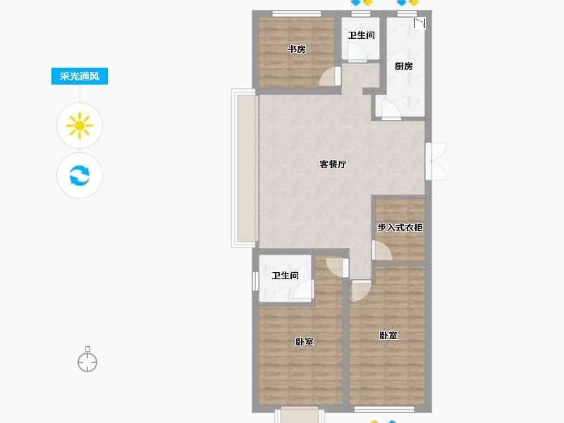 山东省-潍坊市-恒信•天悦-97.86-户型库-采光通风