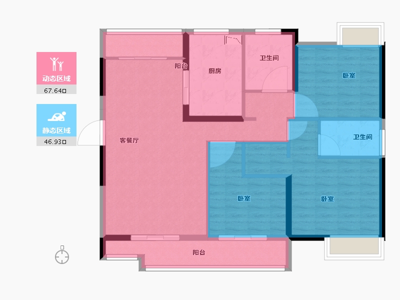 湖北省-襄阳市-国投襄阳院子-103.00-户型库-动静分区