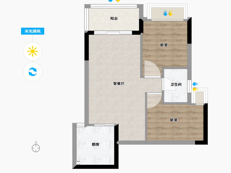 广东省-珠海市-路福•星光上-52.90-户型库-采光通风